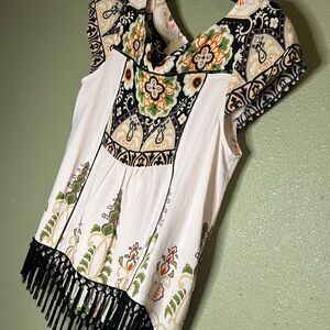 NWT VanessaVirginia by ANTHROPOLOGIE fringe blouse